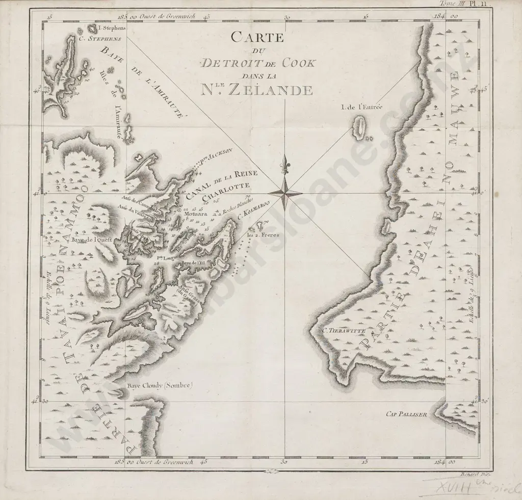 Robert Benard, Carte Du Detroit de Cook dans la Nle Zelande, 1774 Image 1++
