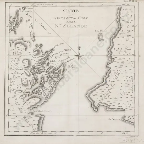 Robert Benard, Carte Du Detroit de Cook dans la Nle Zelande, 1774
