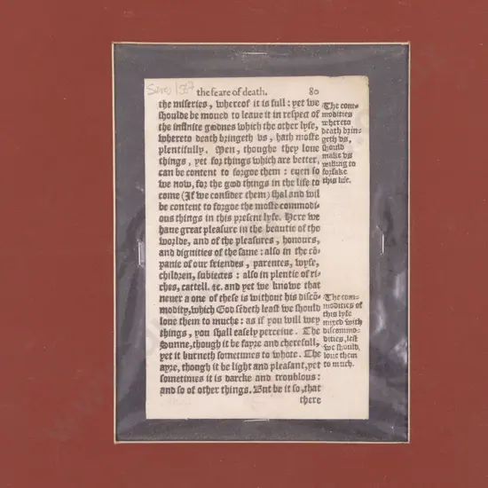 Specimen Leaf From Bradford's Godly Meditations by W. Seres, 1567