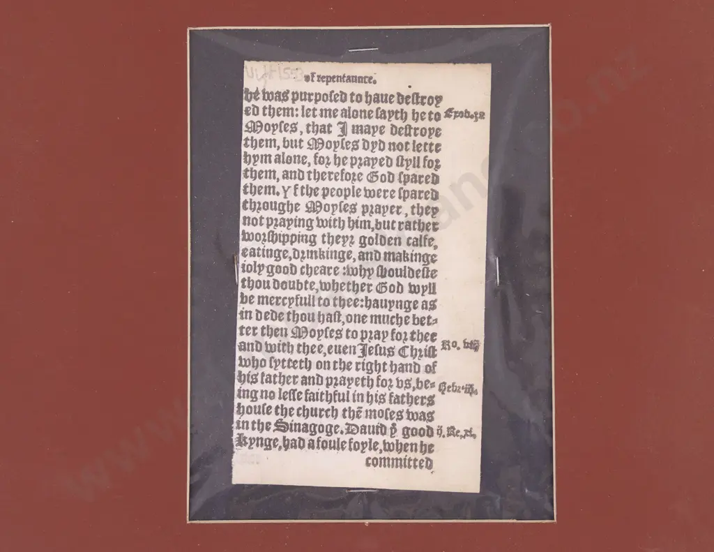 Specimen Leaf From Bradford's Sermon by J. Wight, 1553 Image 1++