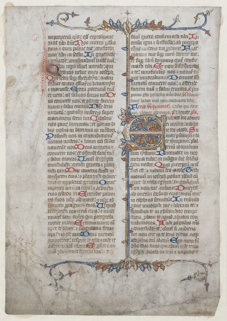 14th Century English Illuminated Manuscript Leaf From A Psalter Image 1++