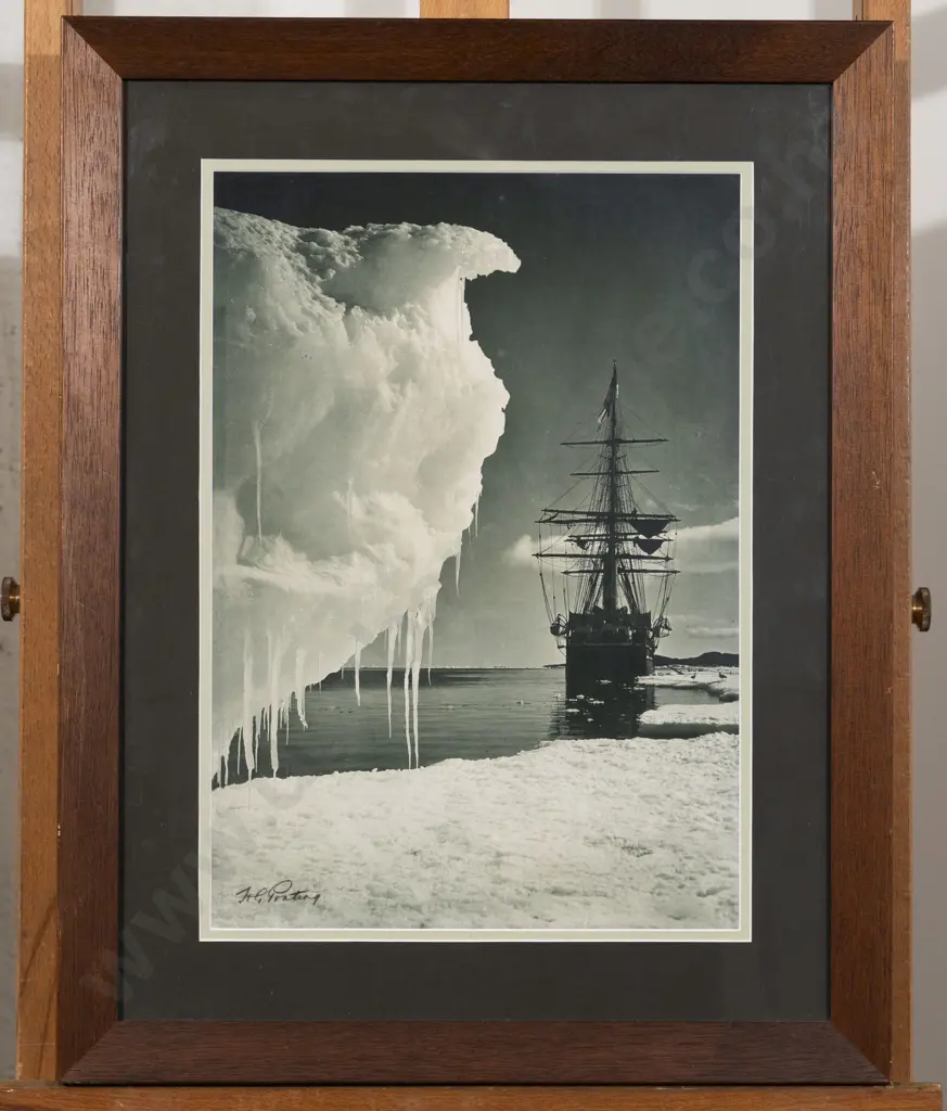 Herbert George Ponting (1871-1935) Terra Nova at the Ice Foot (Signed Carbon Print) Image 1++