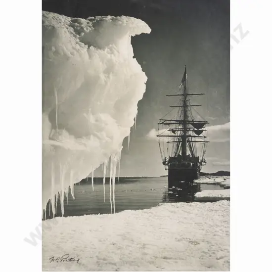 Herbert George Ponting (1871-1935) Terra Nova at the Ice Foot (Signed Carbon Print)