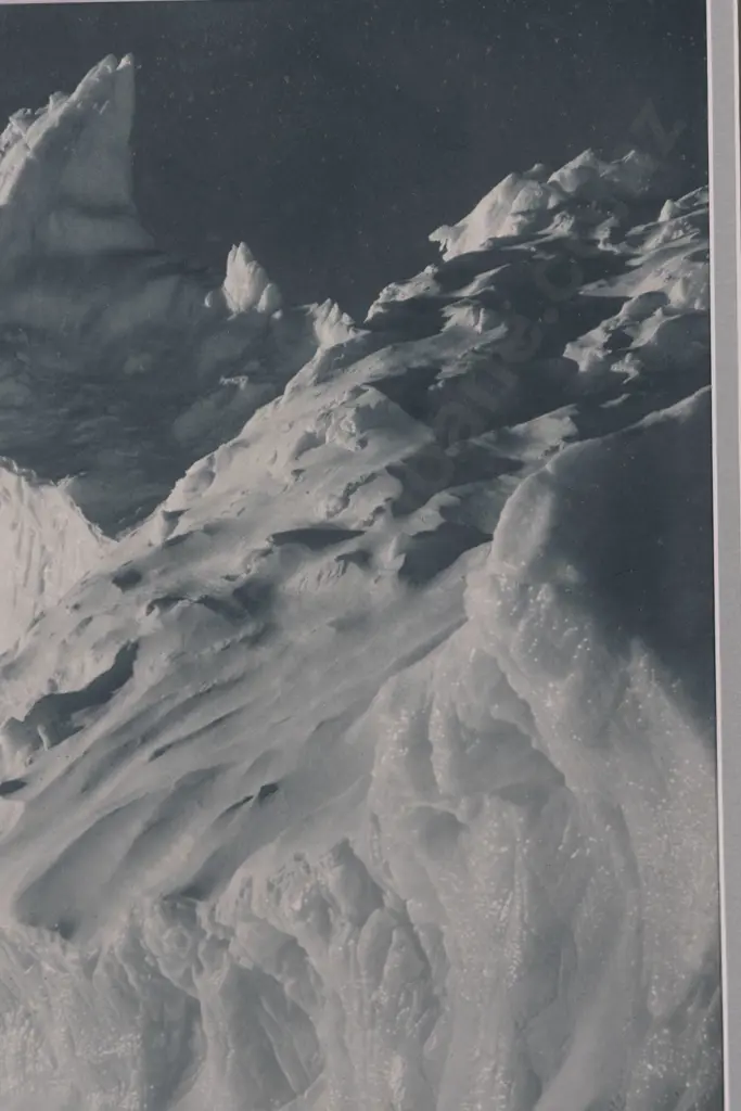 Herbert George Ponting (1871-1935) The Team Benenath The Barne Glacier, (Signed Carbon Print) Image 1++