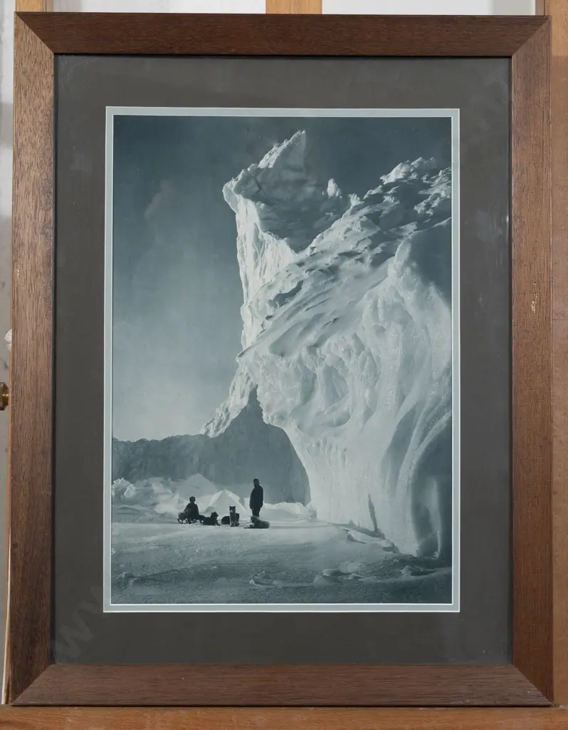 Herbert George Ponting (1871-1935) The Team Benenath The Barne Glacier, (Signed Carbon Print) Image 1++