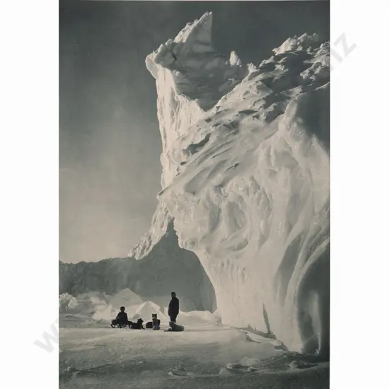 Herbert George Ponting (1871-1935) The Team Benenath The Barne Glacier, (Signed Carbon Print)