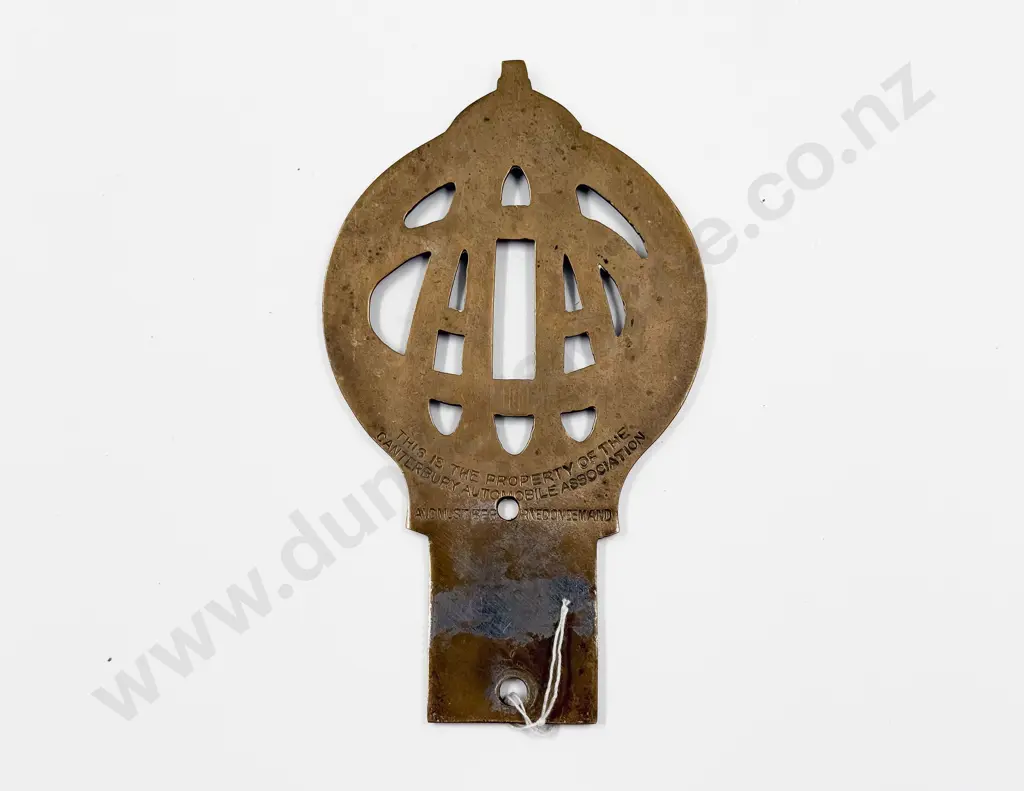 Vintage Canterbury Automobile Association Brass Car Badge #415 Image 1++