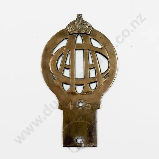 Vintage Canterbury Automobile Association Brass Car Badge #415