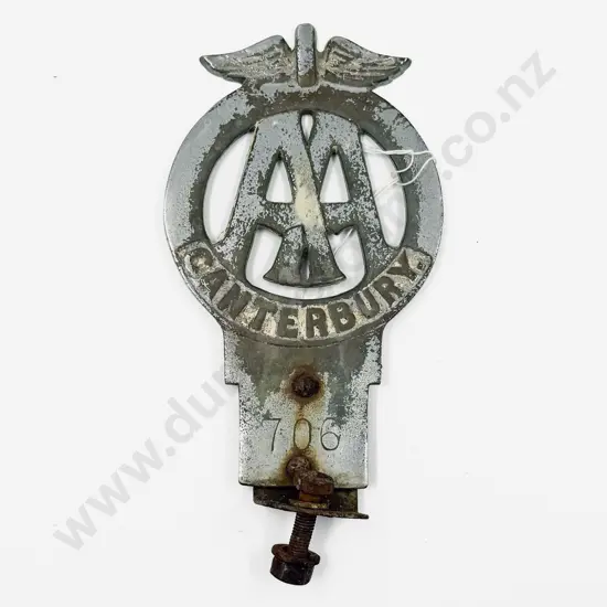 Vintage Automobile Association Chrome Plated (Worn) Canterbury Car Badge #706
