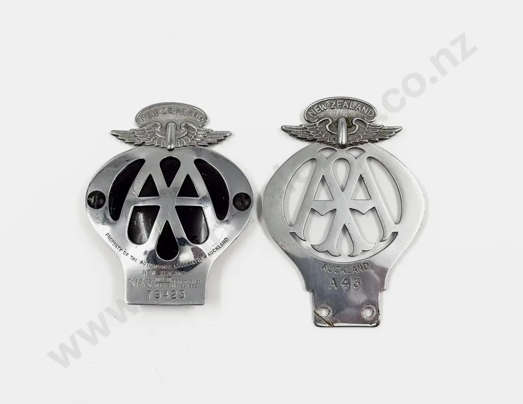 C1938-50 NZ Automobile Association AA Chrome Plated Car Badges Image 1++
