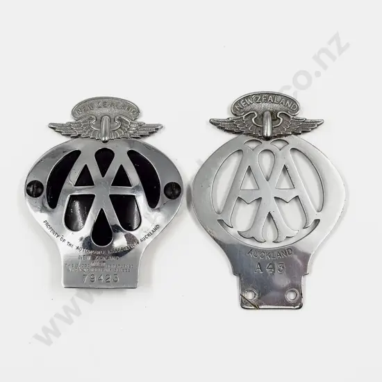 C1938-50 NZ Automobile Association AA Chrome Plated Car Badges