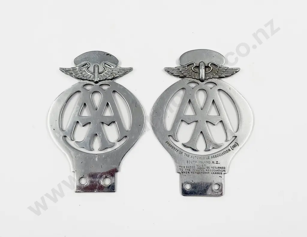 C1938-50 NZ Automobile Association AA Chrome Plated Car Badge Image 1++
