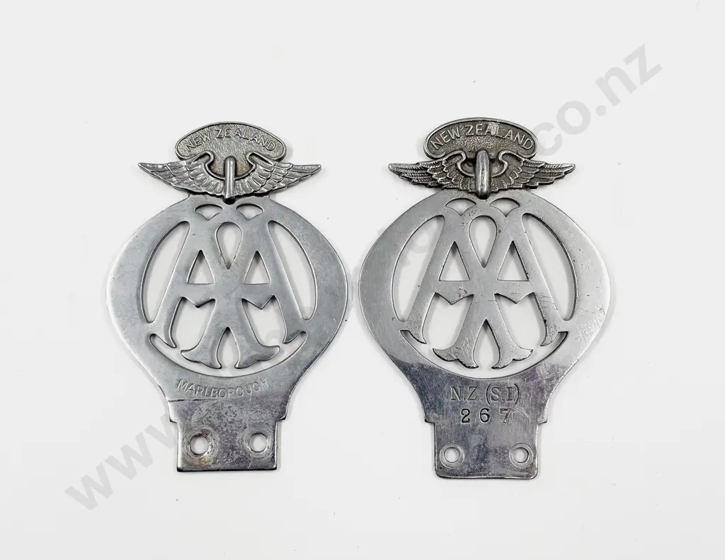 C1938-50 NZ Automobile Association AA Chrome Plated Car Badge Image 1++