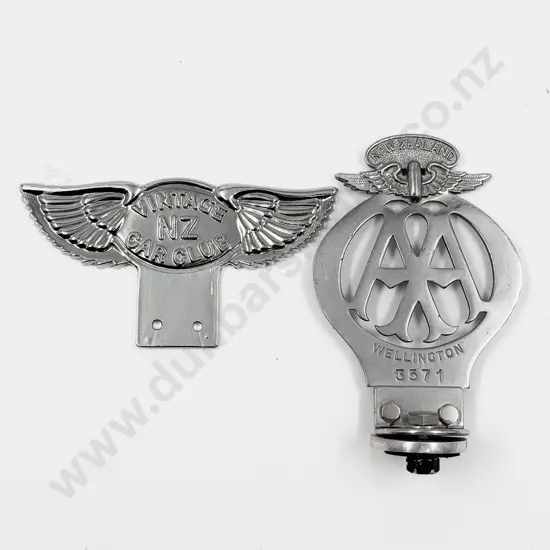 NZ Automobile Association AA Chrome Plated Car Badge and NZ Car Club Badge