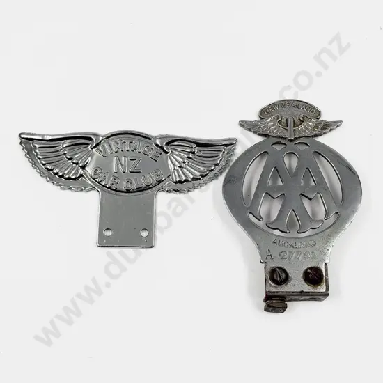 NZ Automobile Association AA Chrome Plated Car Badge and NZ Car Club Badge