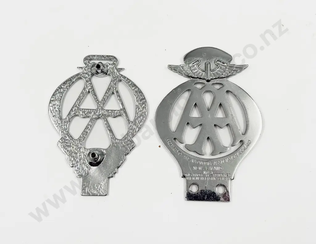 NZ Automobile Association AA Chrome Plated Car Badge and Centenary Badge Image 1++