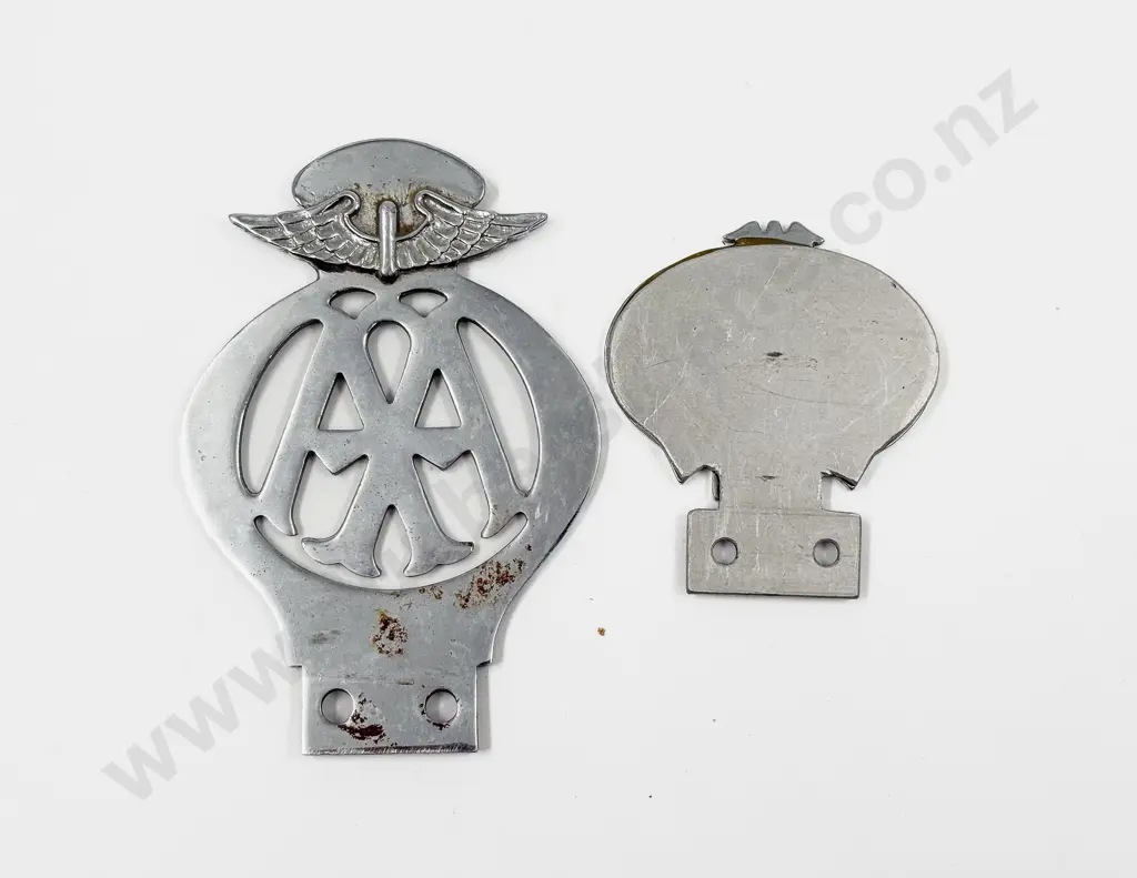 NZ Automobile Association AA Chrome Plated Badge and Centenary Badge Image 1++