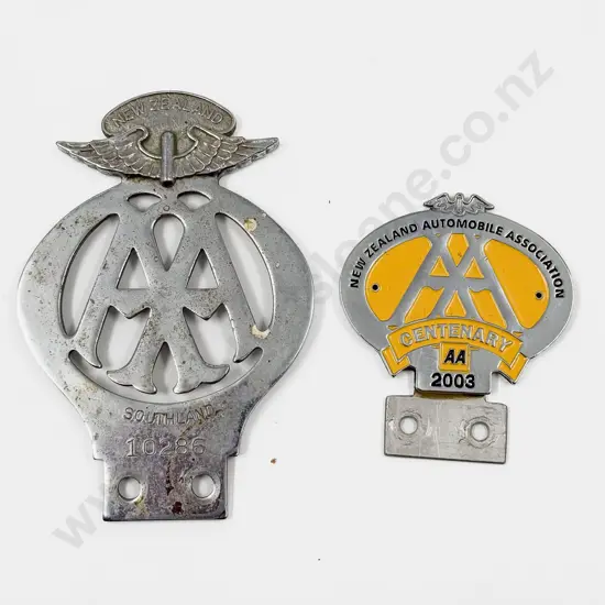 NZ Automobile Association AA Chrome Plated Badge and Centenary Badge