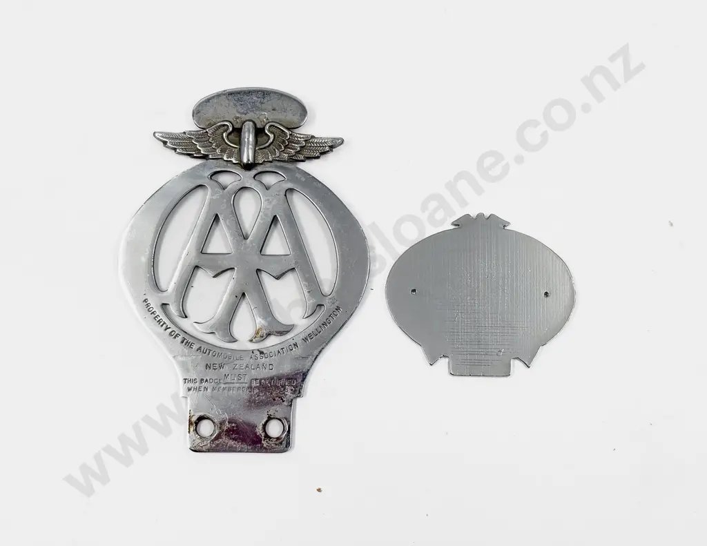 NZ Automobile Association AA Chrome Plated Badge and Centenary Badge Image 1++