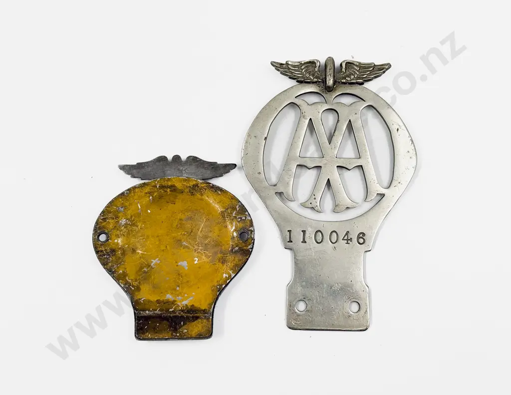Vintage British Automobile Association AA Chrome Plate Car Badge and C1960's Badge Image 1++