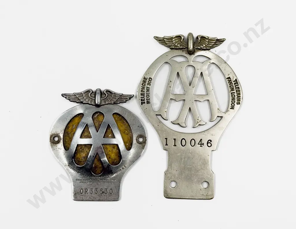 Vintage British Automobile Association AA Chrome Plate Car Badge and C1960's Badge Image 1++