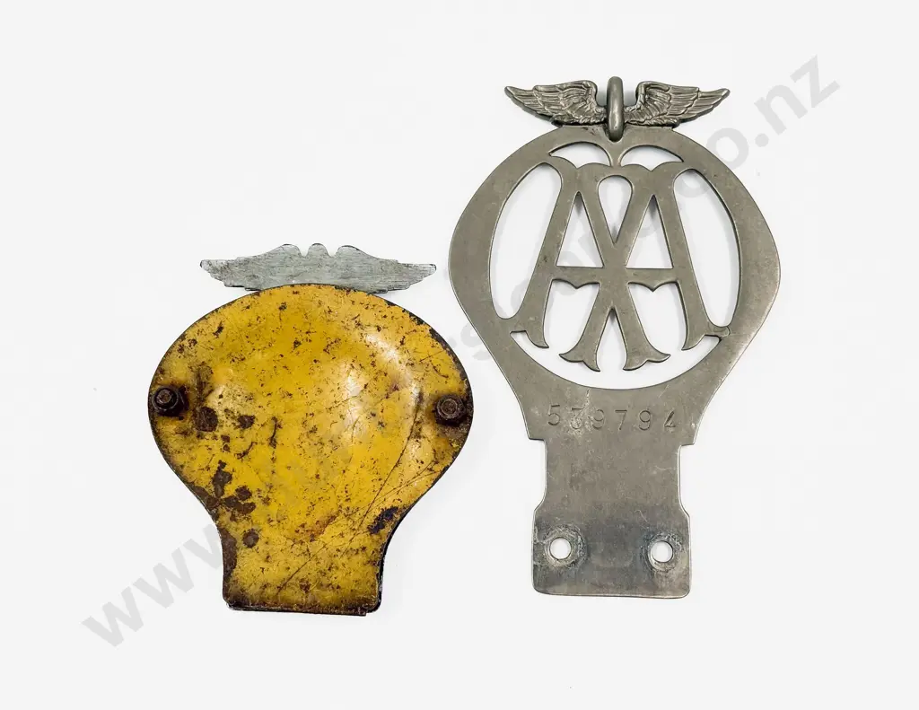 Vintage British Automobile Association AA Chrome Plate Car Badge and C1950's Badge Image 1++