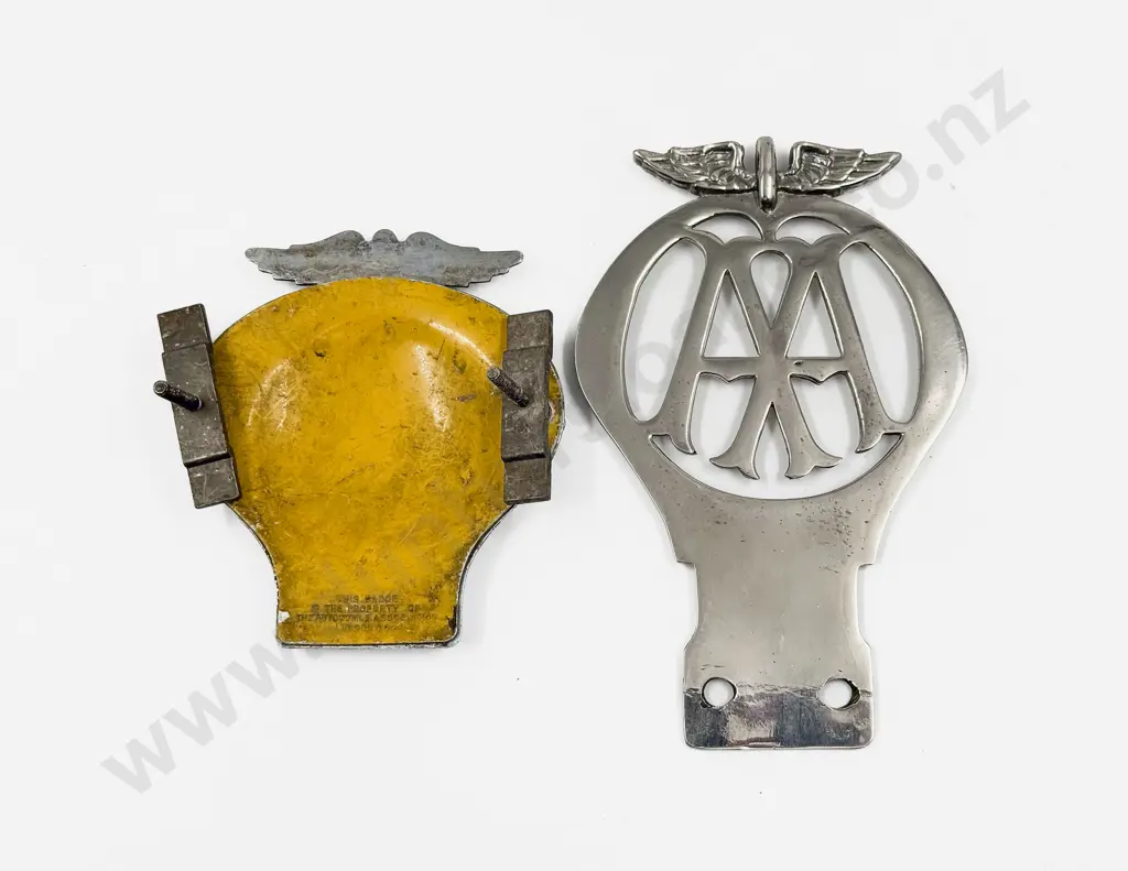 Vintage British Automobile Association AA Chrome Plate Car Badge and C1950's Badge Image 1++