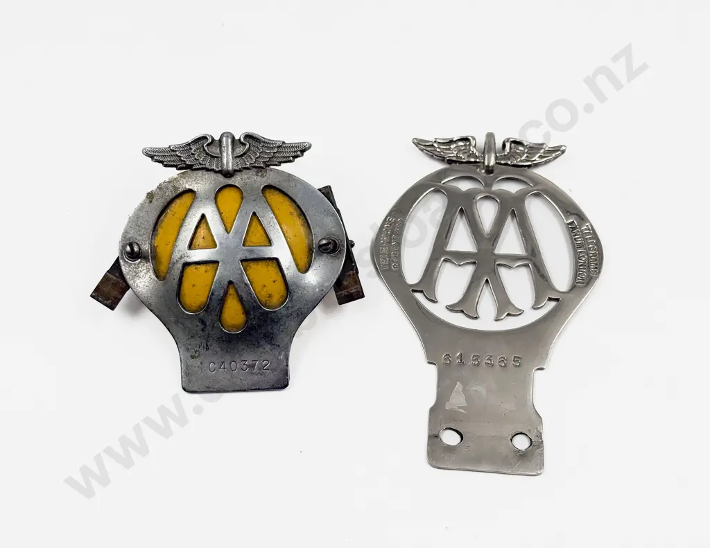 Vintage British Automobile Association AA Chrome Plate Car Badge and C1950's Badge Image 1++