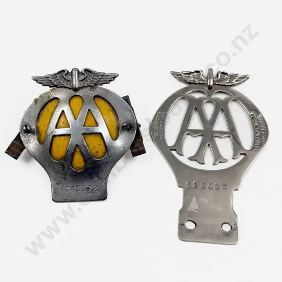 Vintage British Automobile Association AA Chrome Plate Car Badge and C1950's Badge