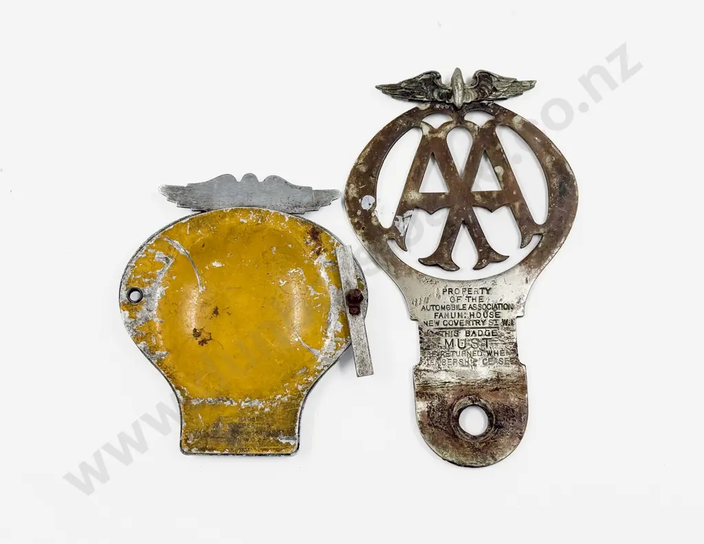 Vintage British Automobile Association AA Chrome Plated Car Badge and C1950's Badge Image 1++