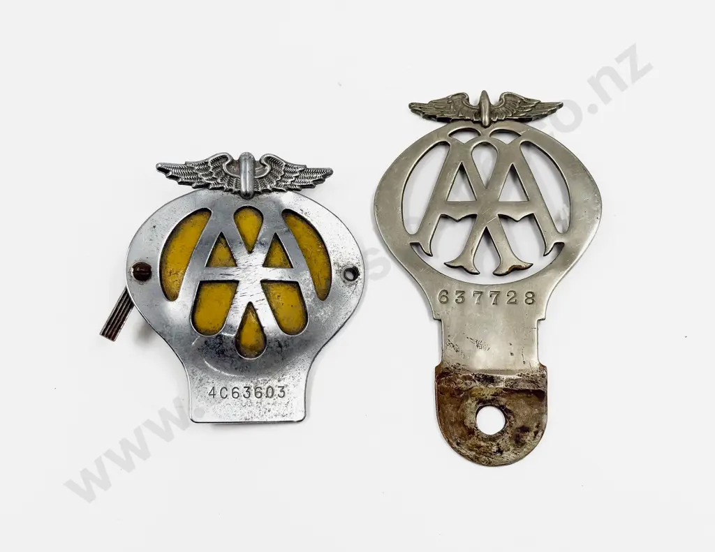 Vintage British Automobile Association AA Chrome Plated Car Badge and C1950's Badge Image 1++