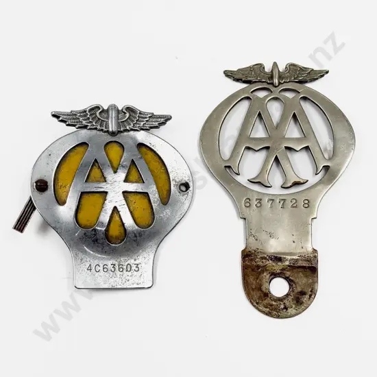 Vintage British Automobile Association AA Chrome Plated Car Badge and C1950's Badge