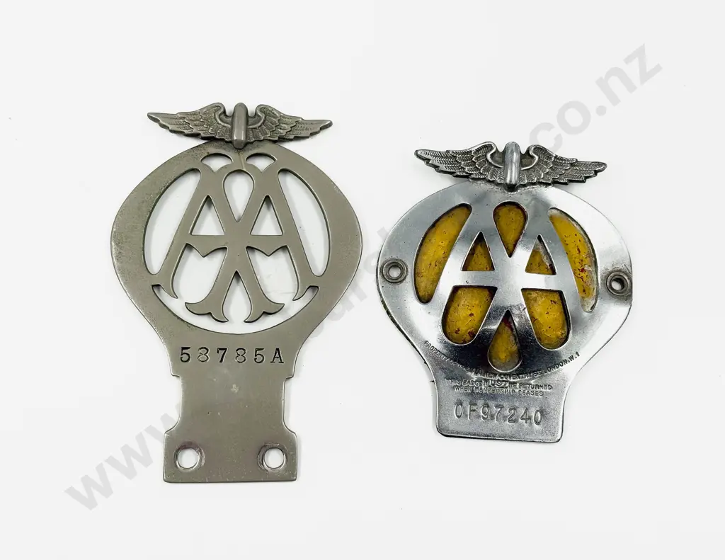 Vintage British Automobile Association AA Chrome Plated Car Badge and C1950's Badge Image 1++