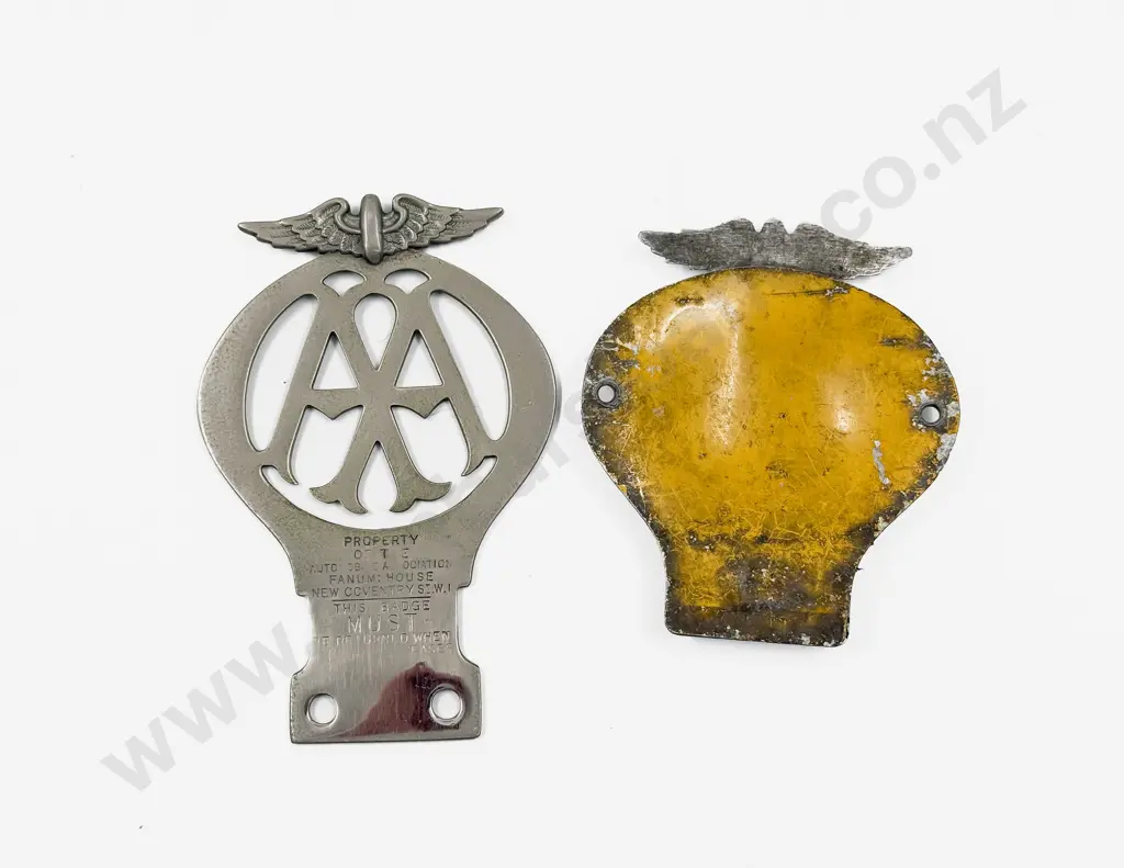 Vintage British Automobile Association AA Chrome Plated Car Badge and C1950's Badge Image 1++