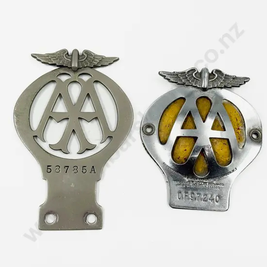 Vintage British Automobile Association AA Chrome Plated Car Badge and C1950's Badge