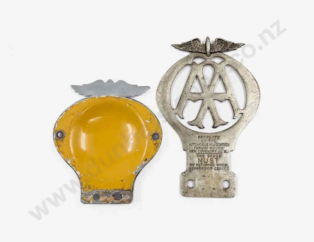 Vintage British Automobile Association AA Chrome Plated Car Badge and C1950's Badge Image 1++