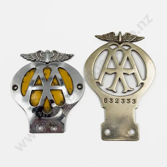 Vintage British Automobile Association AA Chrome Plated Car Badge and C1950's Badge