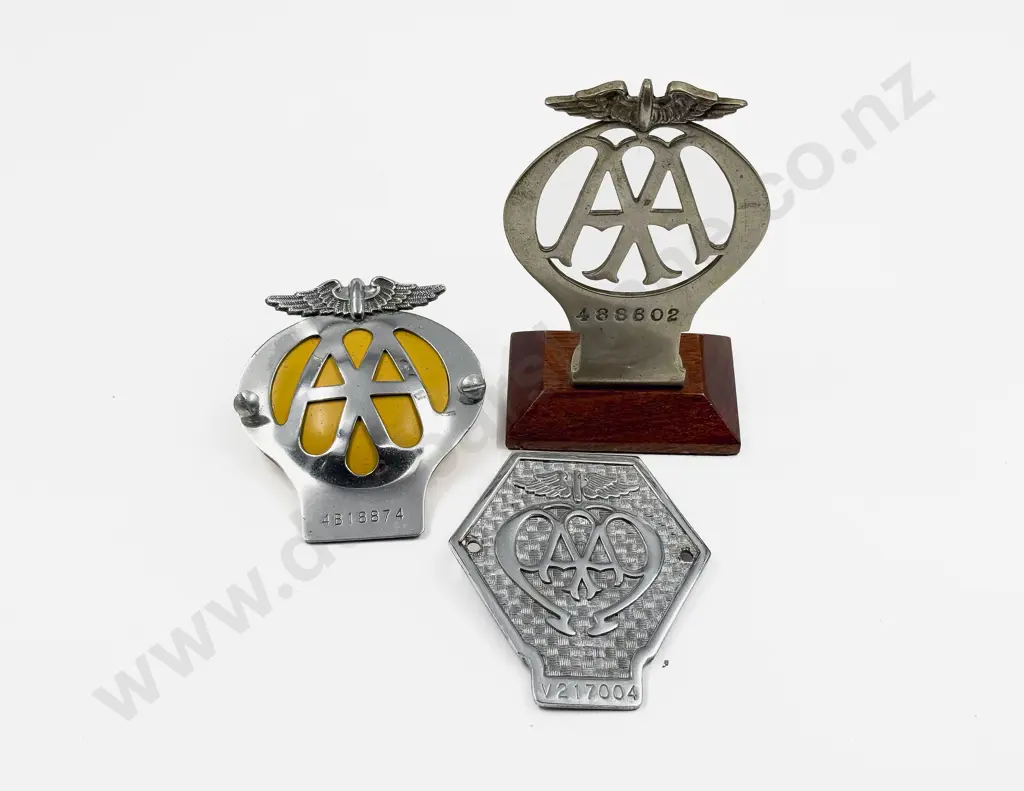 Three British Automobile Association AA Chrome Plated Car and Lorry Badges Image 1++
