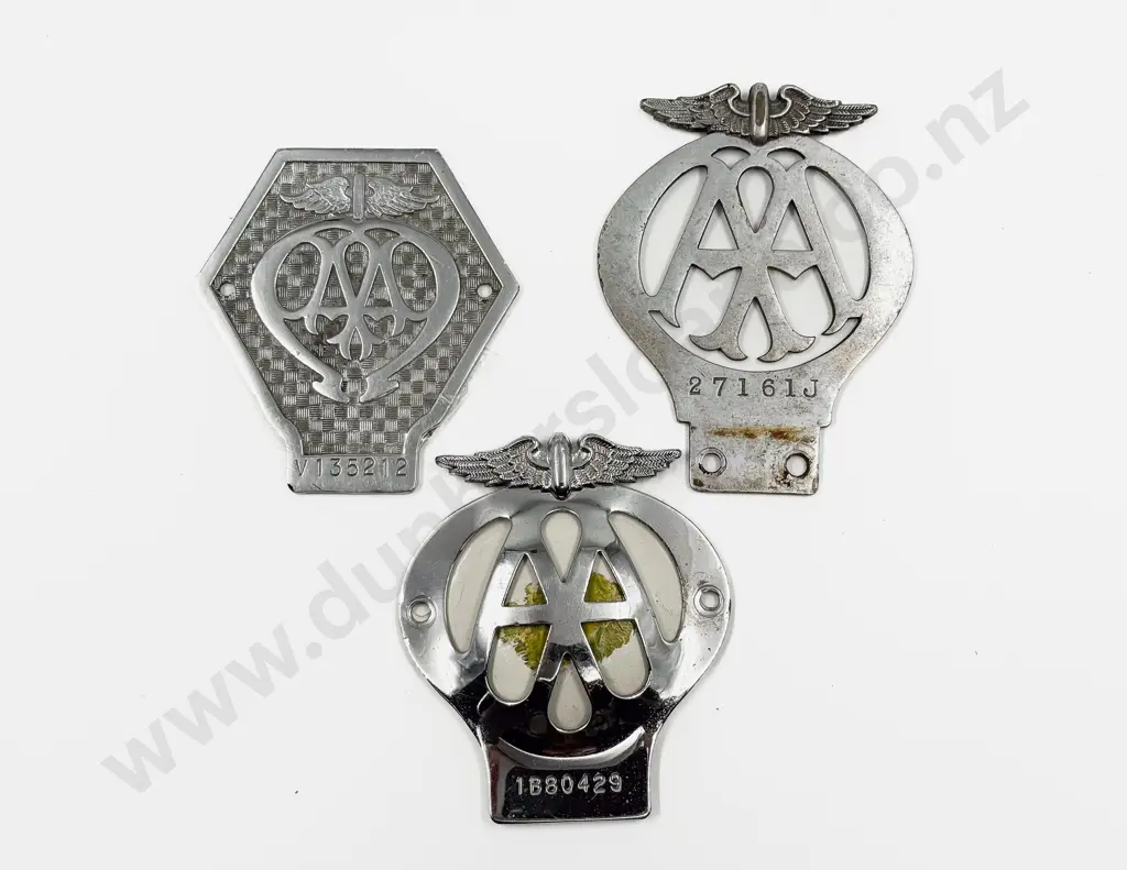 Three British Automobile Association AA Chrome Plated Car and Lorry Badges Image 1++