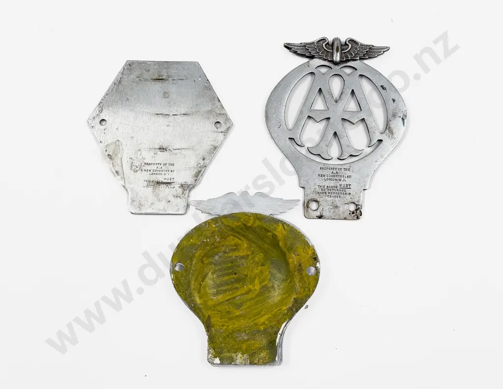 Three British Automobile Association AA Chrome Plated Car and Lorry Badges Image 1++