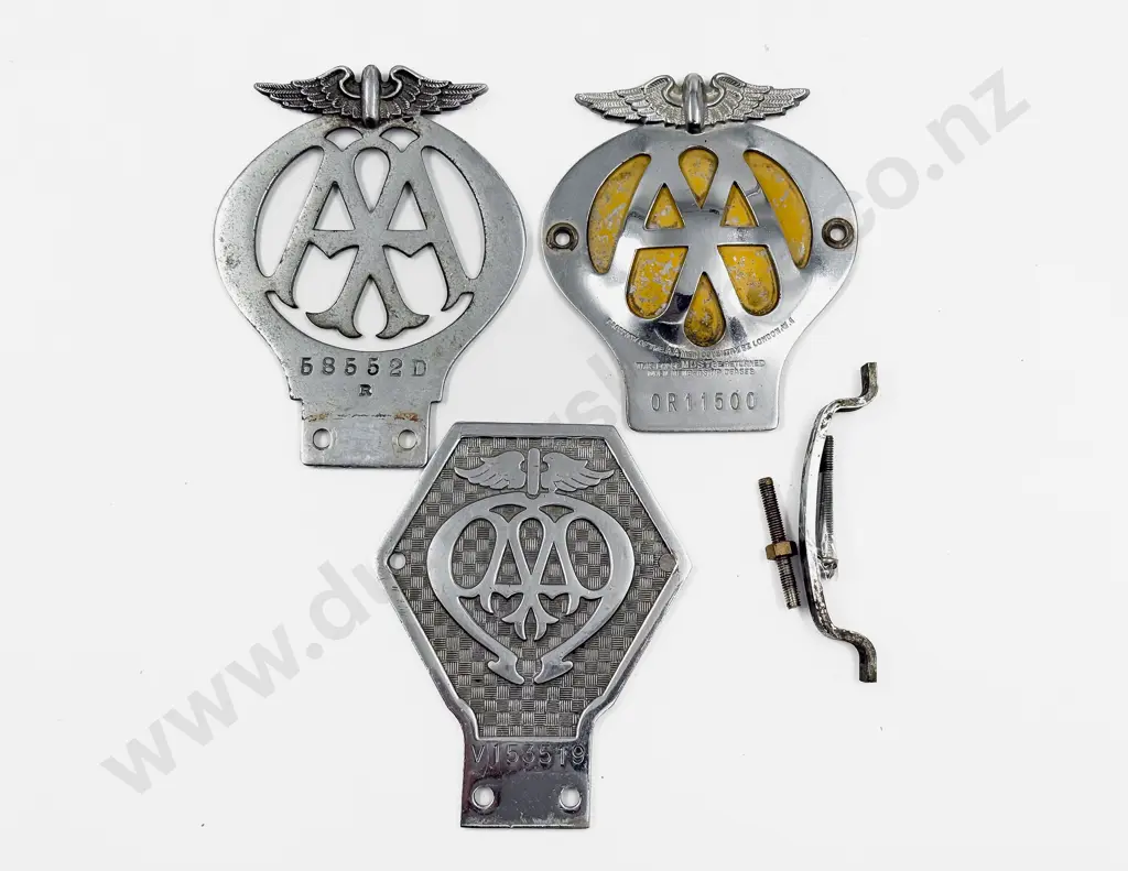 Three British Automobile Association AA Chrome Plated Car and Lorry Badges Image 1++