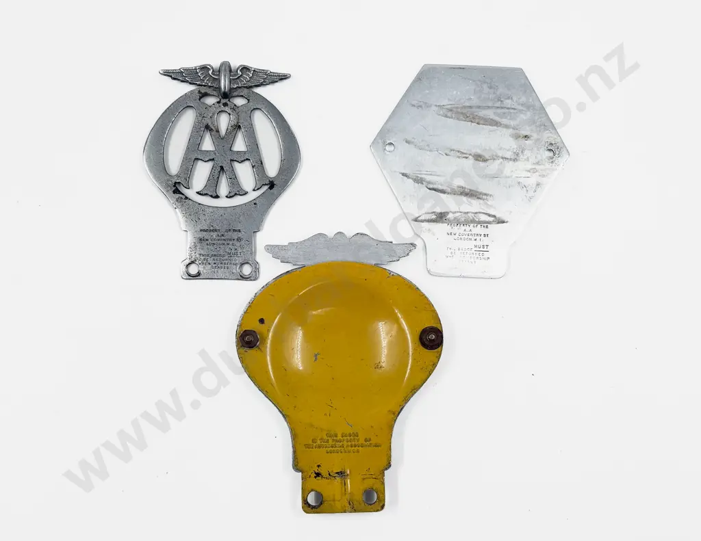 Three British Automobile Association AA Chrome Plated Car and Lorry Badges Image 1++