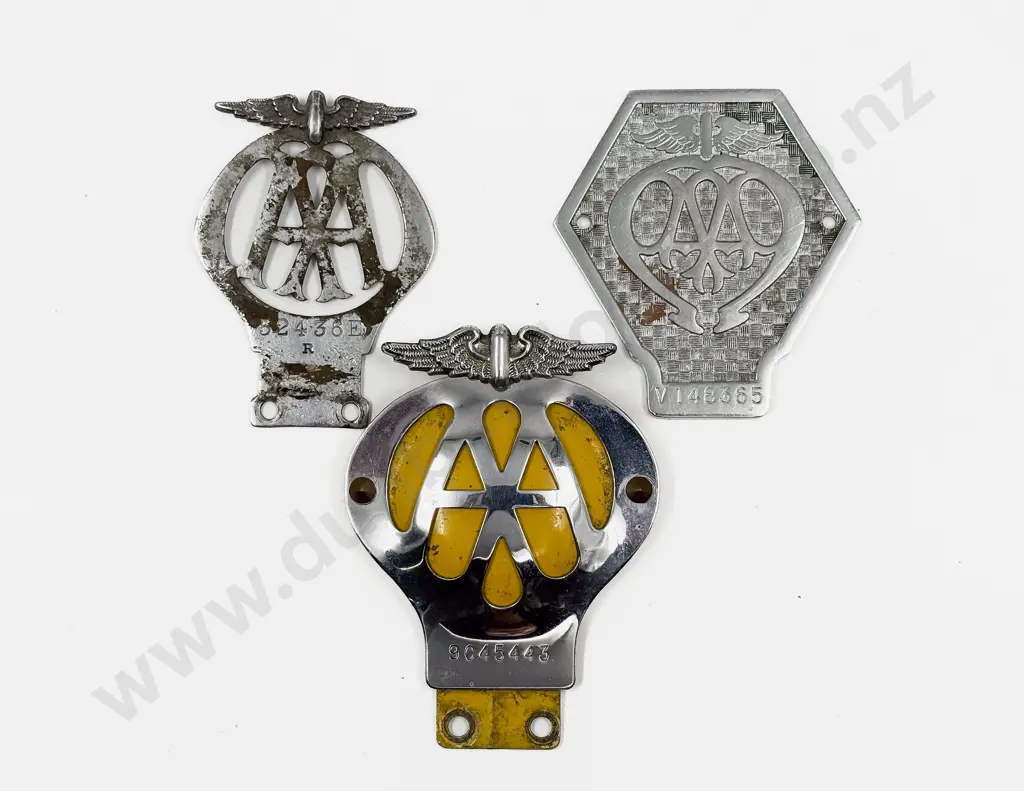 Three British Automobile Association AA Chrome Plated Car and Lorry Badges Image 1++