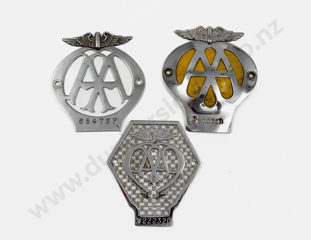 Three British Automobile Association AA Chrome Plated Car and Lorry Badges Image 1++