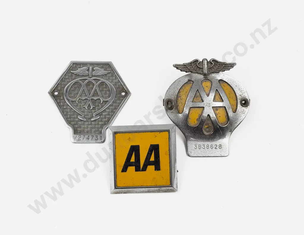 Three British Automobile Association AA Chrome Plated Car and Lorry Badges Image 1++
