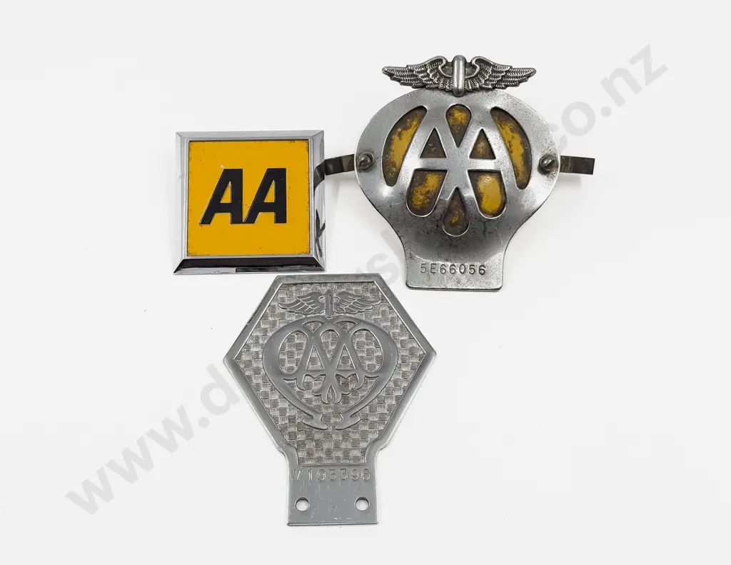 Three British Automobile Association AA Chrome Plated Car and Lorry Badges Image 1++