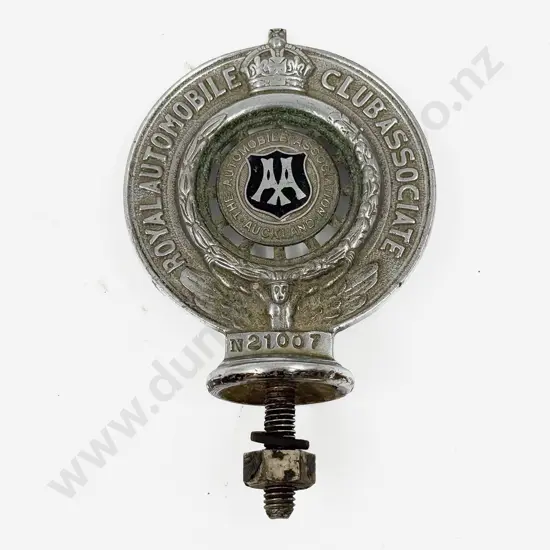 Vintage AA Royal Automobile Club Associate Auckland Car Badge