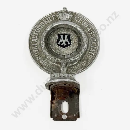 Vintage AA Royal Automobile Club Associate Auckland Car Badge