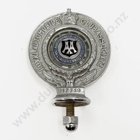 Vintage AA Royal Automobile Club Associate Auckland Car Badge