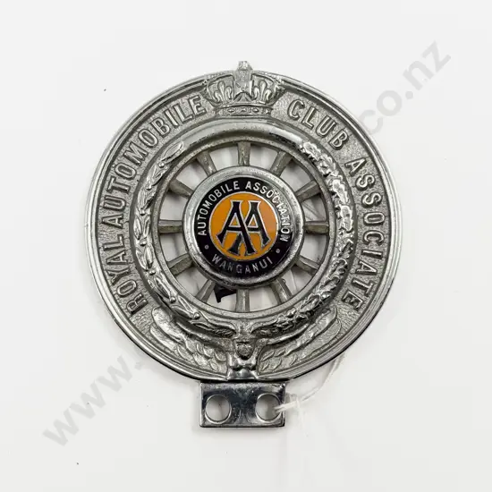 Vintage AA Royal Automobile Club Associate Wanganui Car Badge